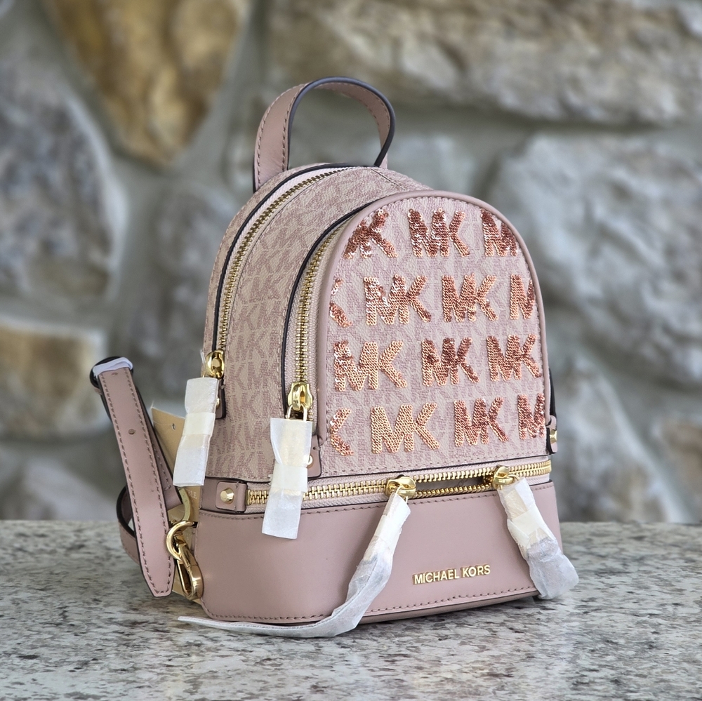 Michael Kors Rhea Logo Extra Small Pink Backpack